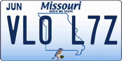 MO license plate VL0L7Z