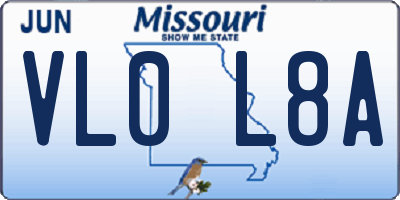 MO license plate VL0L8A
