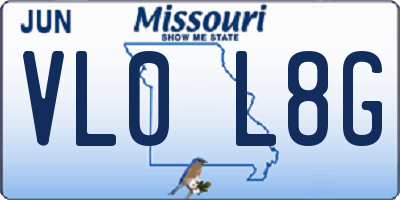 MO license plate VL0L8G