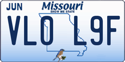 MO license plate VL0L9F
