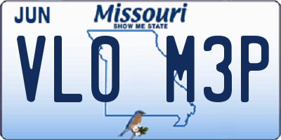 MO license plate VL0M3P