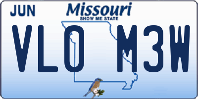 MO license plate VL0M3W