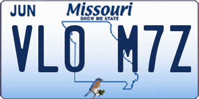 MO license plate VL0M7Z