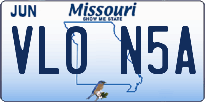 MO license plate VL0N5A