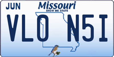 MO license plate VL0N5I