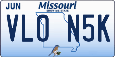 MO license plate VL0N5K