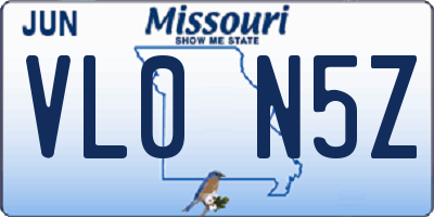 MO license plate VL0N5Z