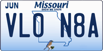 MO license plate VL0N8A