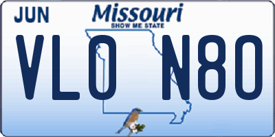 MO license plate VL0N8O