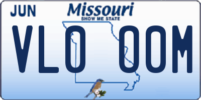 MO license plate VL0O0M