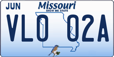 MO license plate VL0O2A