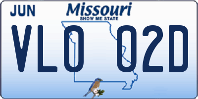 MO license plate VL0O2D