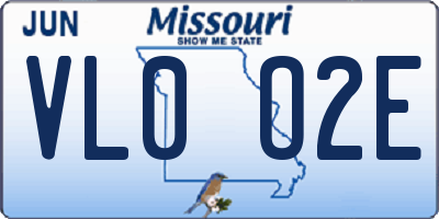 MO license plate VL0O2E