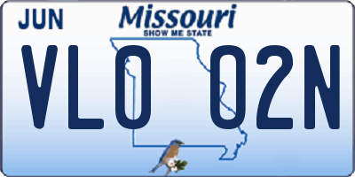MO license plate VL0O2N