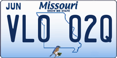 MO license plate VL0O2Q