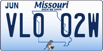MO license plate VL0O2W