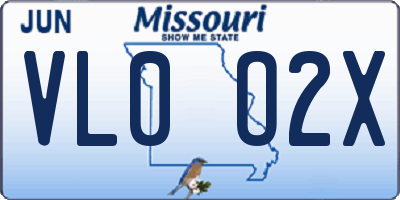 MO license plate VL0O2X