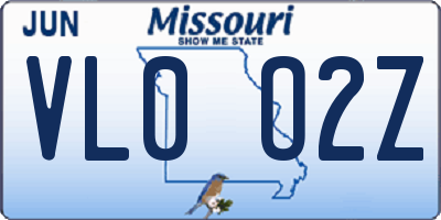 MO license plate VL0O2Z