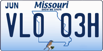 MO license plate VL0O3H