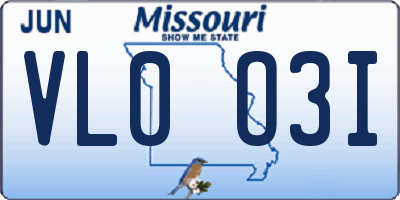 MO license plate VL0O3I