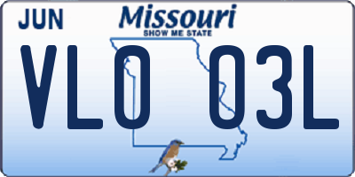 MO license plate VL0O3L
