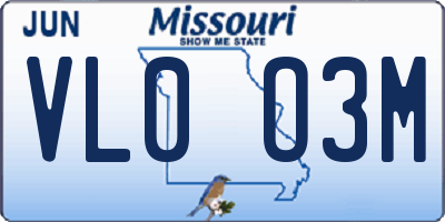 MO license plate VL0O3M