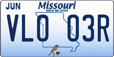 MO license plate VL0O3R