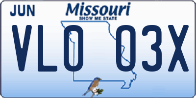 MO license plate VL0O3X