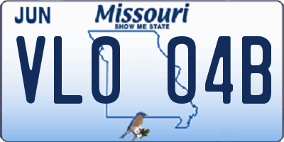MO license plate VL0O4B