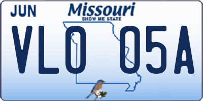 MO license plate VL0O5A