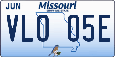 MO license plate VL0O5E