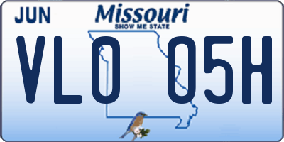 MO license plate VL0O5H