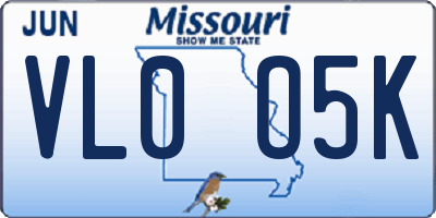 MO license plate VL0O5K