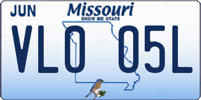 MO license plate VL0O5L