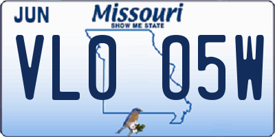 MO license plate VL0O5W