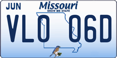MO license plate VL0O6D