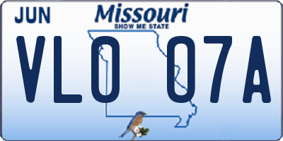 MO license plate VL0O7A