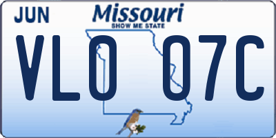 MO license plate VL0O7C