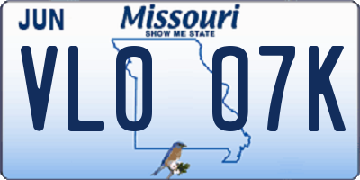 MO license plate VL0O7K