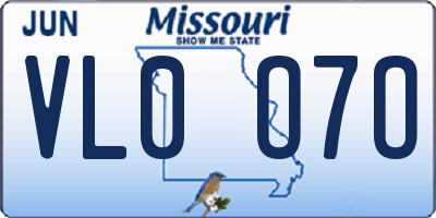MO license plate VL0O7O