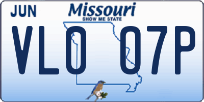 MO license plate VL0O7P