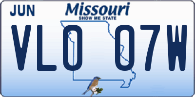 MO license plate VL0O7W