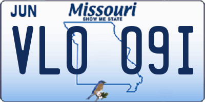 MO license plate VL0O9I