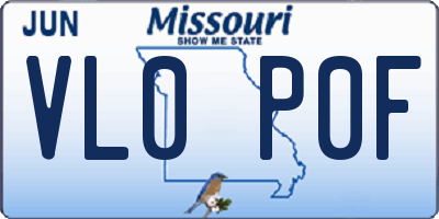 MO license plate VL0P0F