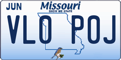 MO license plate VL0P0J