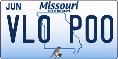 MO license plate VL0P0O