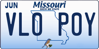MO license plate VL0P0Y