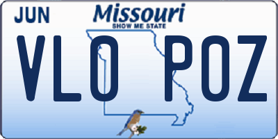 MO license plate VL0P0Z
