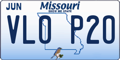 MO license plate VL0P2O