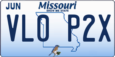 MO license plate VL0P2X